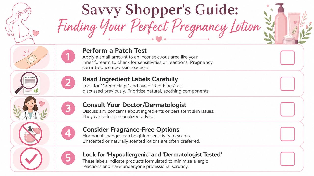 A checklist guide for finding the best pregnancy-safe skin lotions to use during gestation.