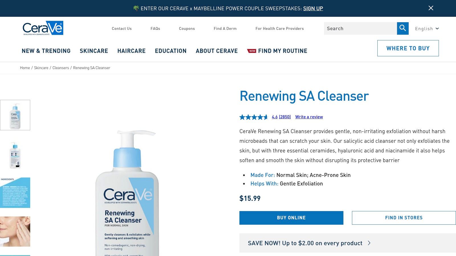 CeraVe Renewing SA Cleanser