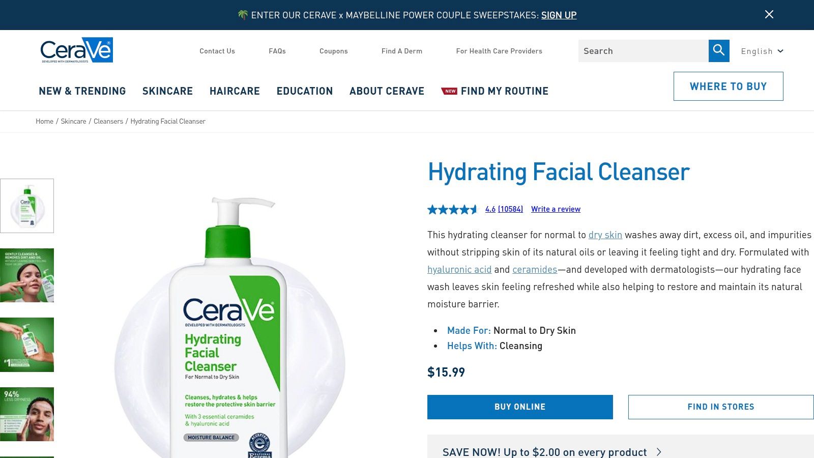 CeraVe Hydrating Facial Cleanser