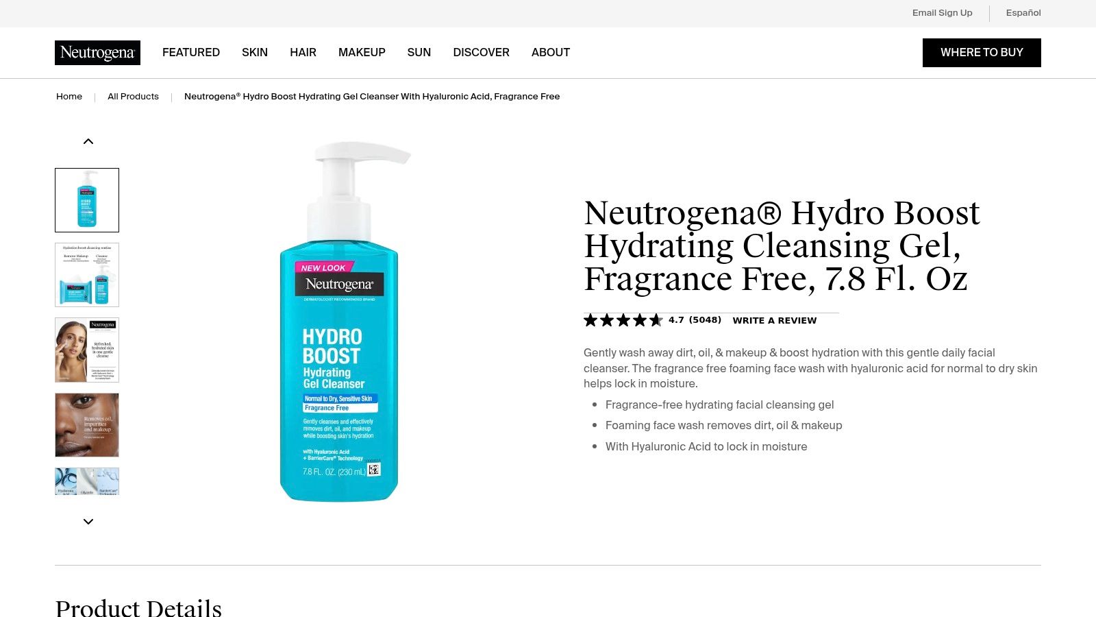 Neutrogena Hydro Boost Hydrating Cleansing Gel