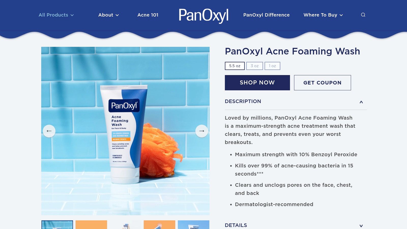 PanOxyl Acne Foaming Wash 10% Benzoyl Peroxide