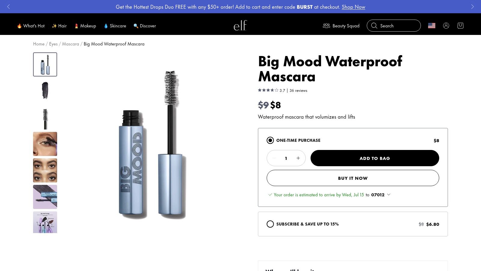 e.l.f. Big Mood Waterproof Mascara