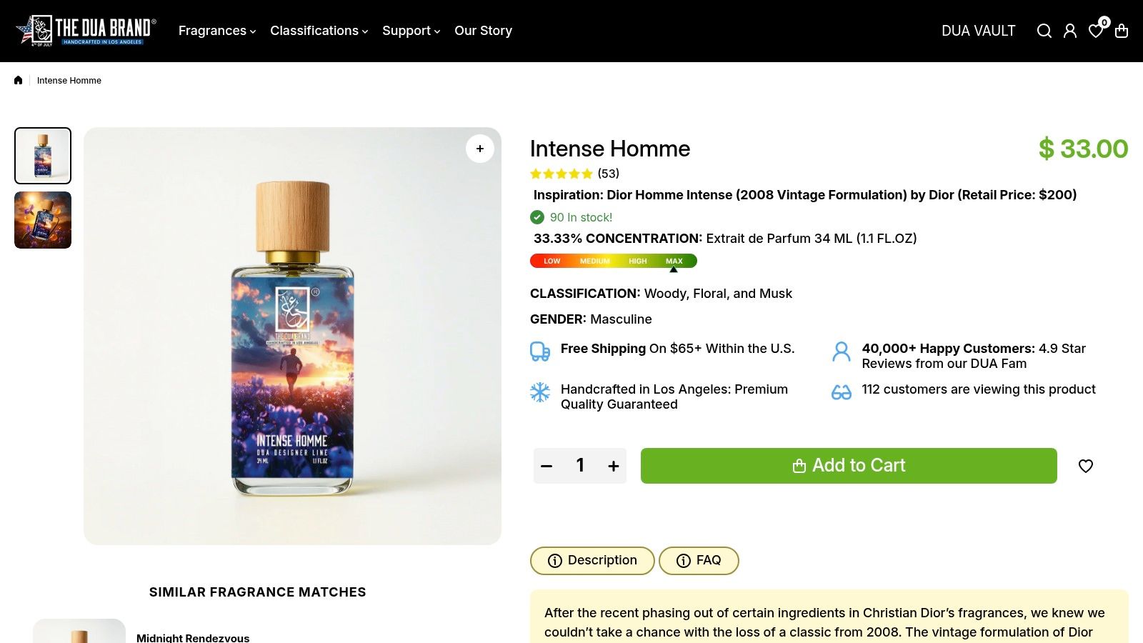 The Dua Brand – Intense Homme (Extrait de Parfum)