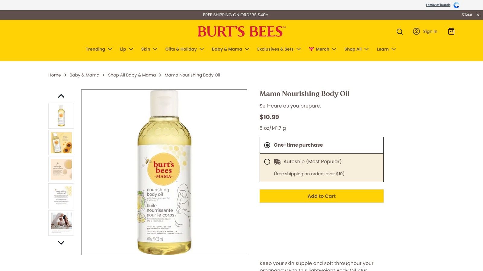 Burt's Bees Mama Nourishing Body Oil