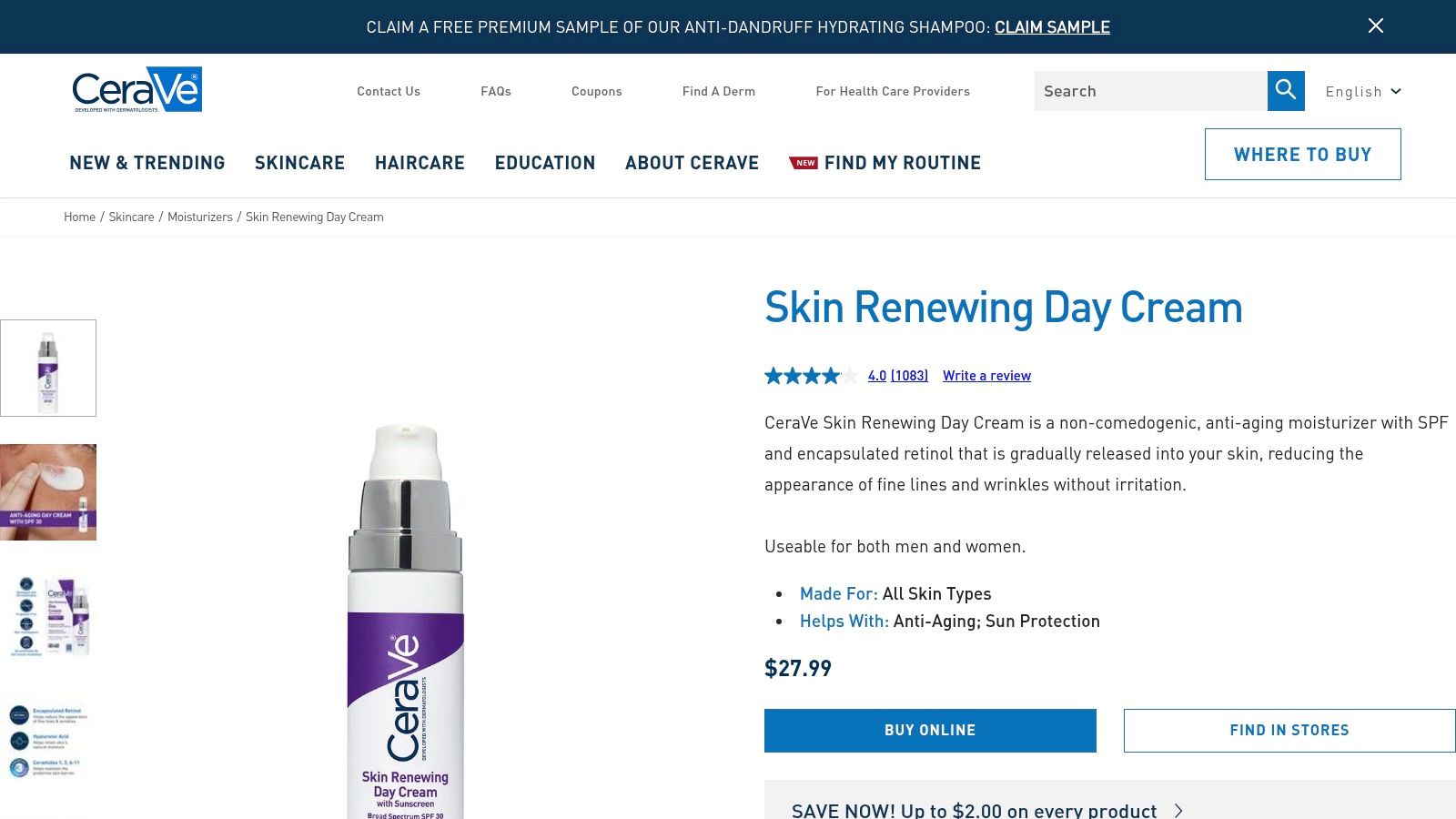 CeraVe Skin Renewing Day Cream with SPF 30