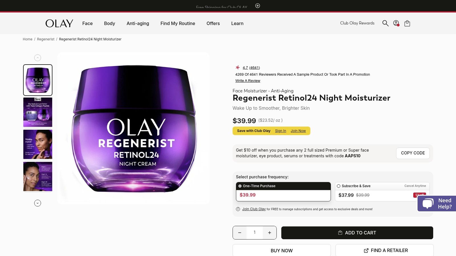 Olay Regenerist Retinol 24 Night Moisturizer
